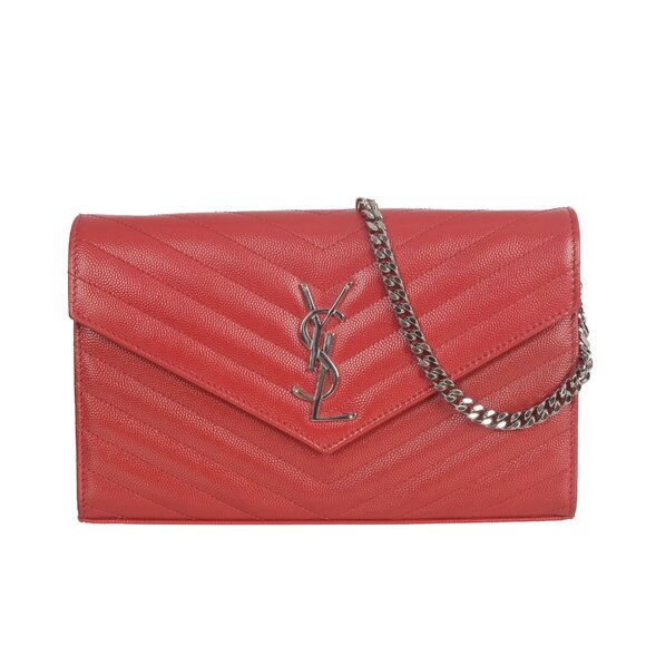 ♥️Saint Laurent Paris Envelope Red Small Leather Shoulder Bag♥️ - Picture 1 of 16